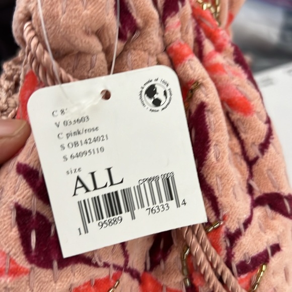 Free People Pink/Red Velvet Moon Crossbody Purse Quartz NWT - Picture 7 of 11